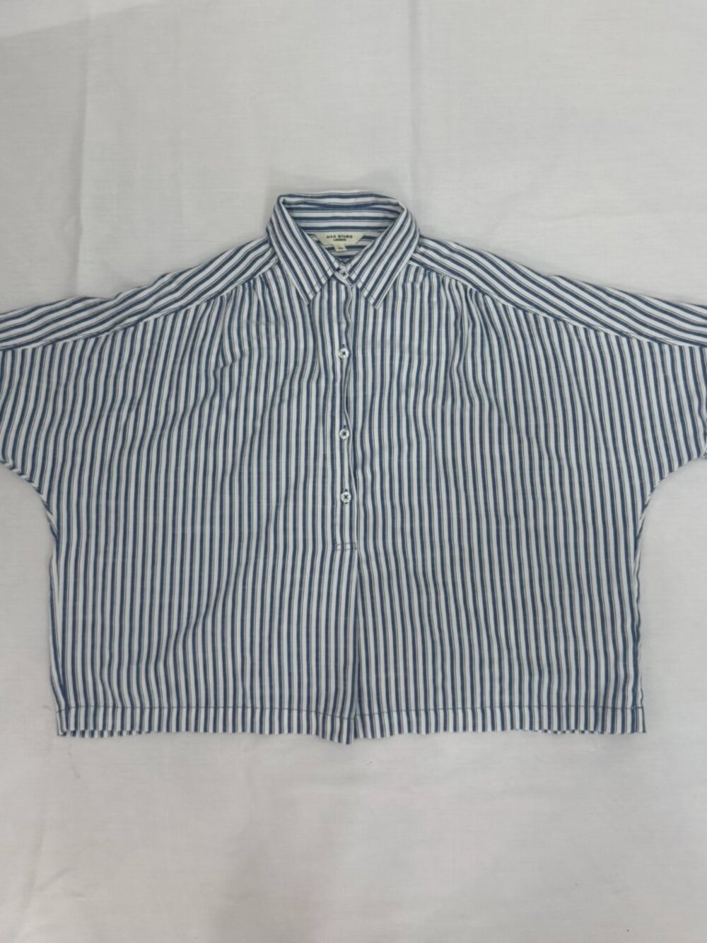 Max Studio Blue White Striped Button Front Shirt XS - Picture 5 of 9